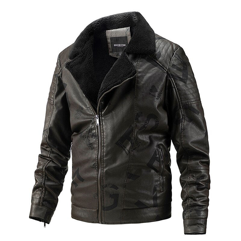 Thumbnail: Autumn and Winter Casual Leather Jacket Coat Men Winter Jacket Fleece Faux