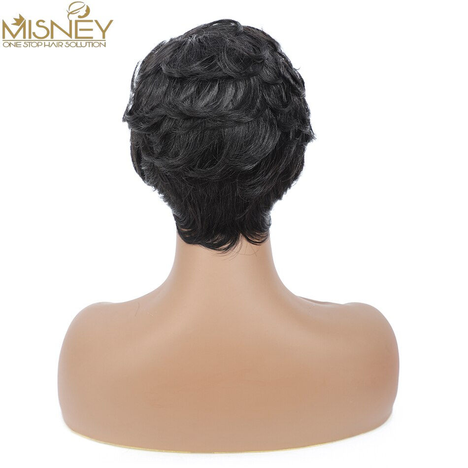 Thumbnail: Natural Wavy Bob Wig Full Machine Made Wigs Short Human Hair Wigs For Women Bra