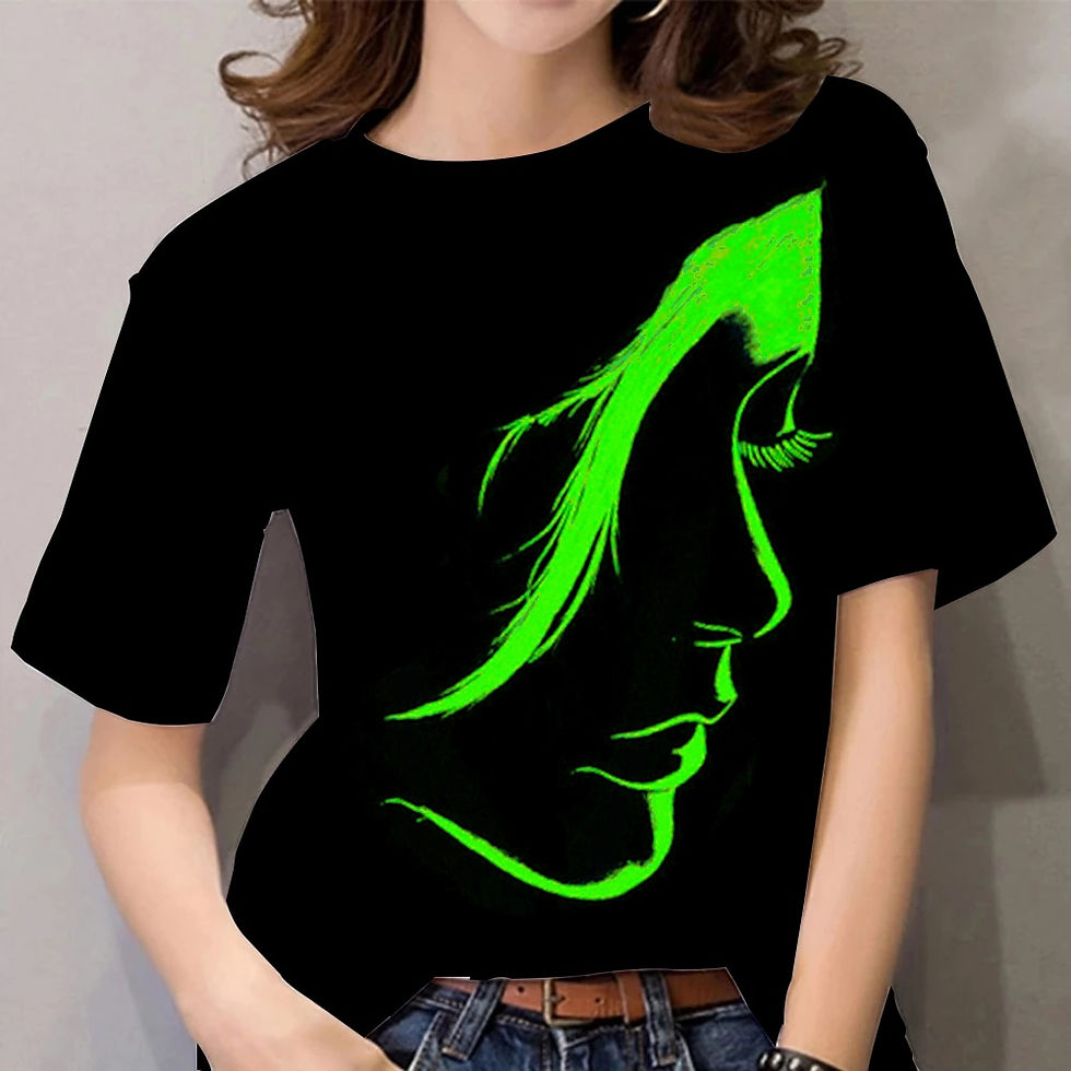 الصورة المصغرة: Women's Fashion New Retro Face Print Theme Short Sleeve T Shirt O-Neck Basic Sh