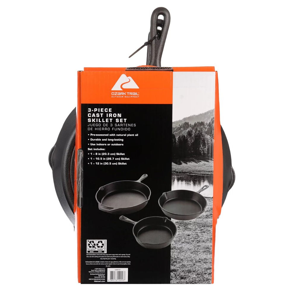 Thumbnail: Ozark Trail 3 Piece Cast Iron Skillet Set, Pre-seasoned (8", 10.5", 12") Kitche