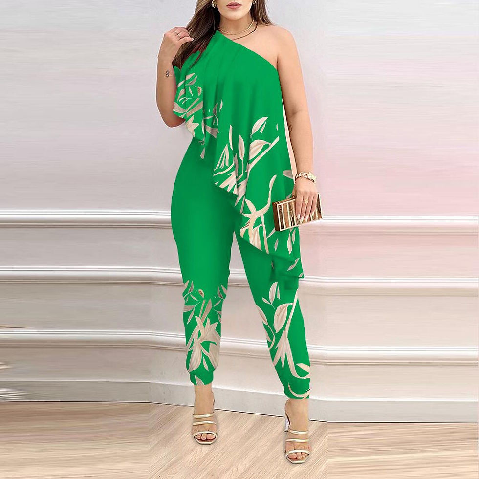 Thumbnail: Women's One Shoulder Asymmetrical Ruffles Jumpsuit Rompers Casual Sleeveless Ov
