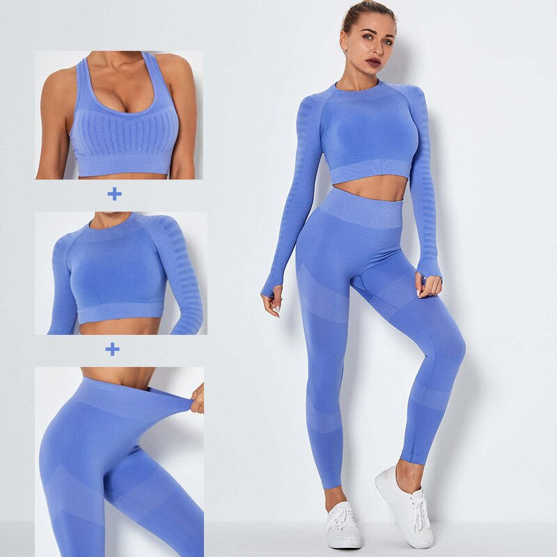 Thumbnail: 2/3/4Pcs Seamless Women Yoga Set Sports Bra High Waist Leggings Gym Clothing Ti