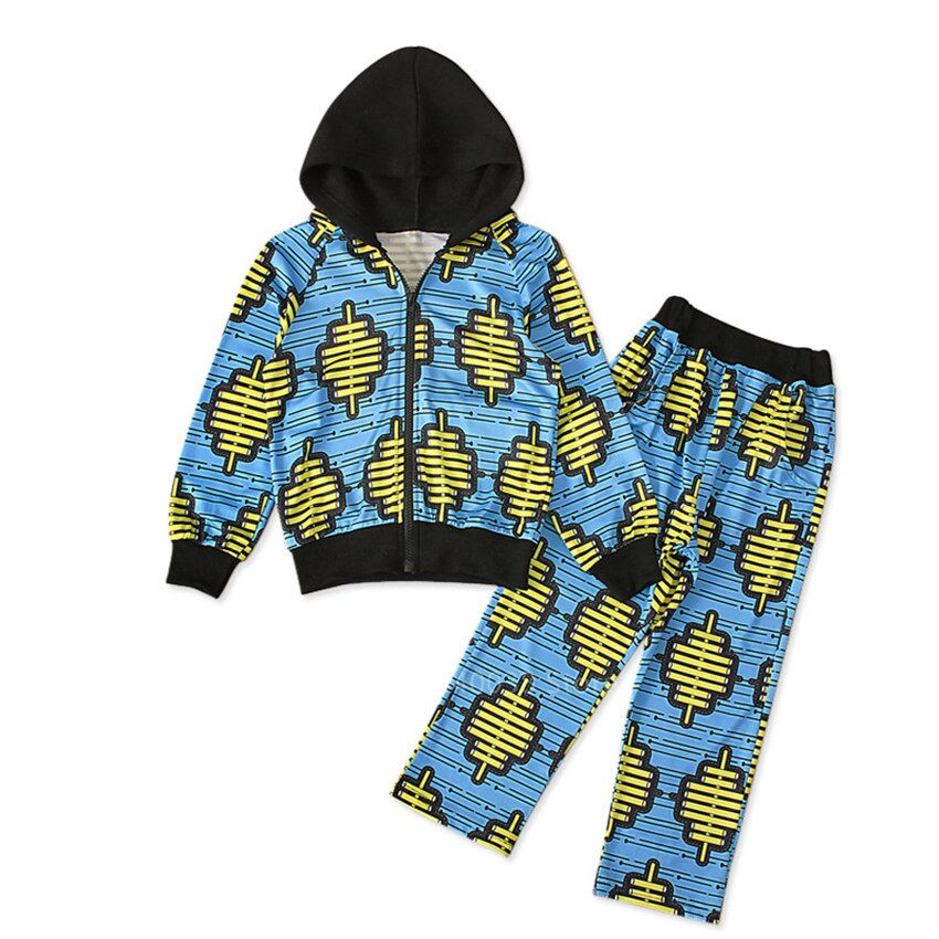 Thumbnail: African Clothes Baby Girl Boy 2022 News Dashiki Print Hodded Coat Pants Suit Au