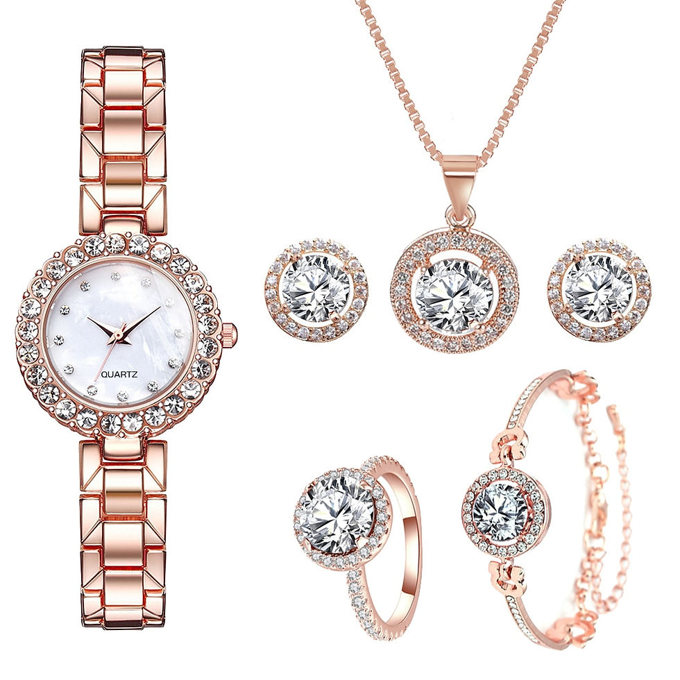 Миниатюра: A08767 Ladies Diamond Inlaid Steel Quartz Watch Bracelet Set Gift Box Set