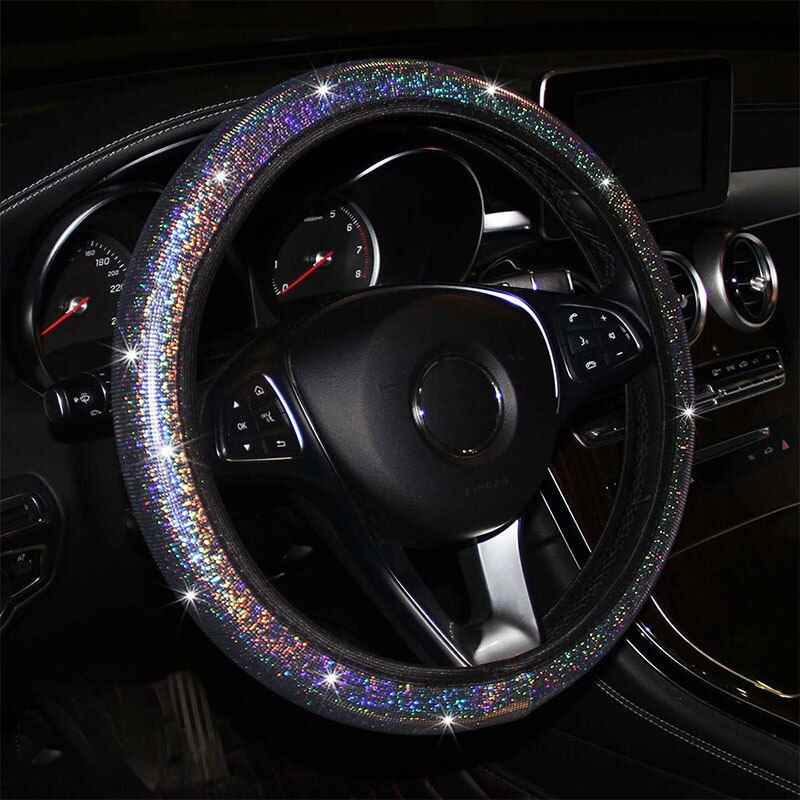Miniature : Car Universal Diamond BlingBling steering wheel Steering Wheel Cover Elastic Ha
