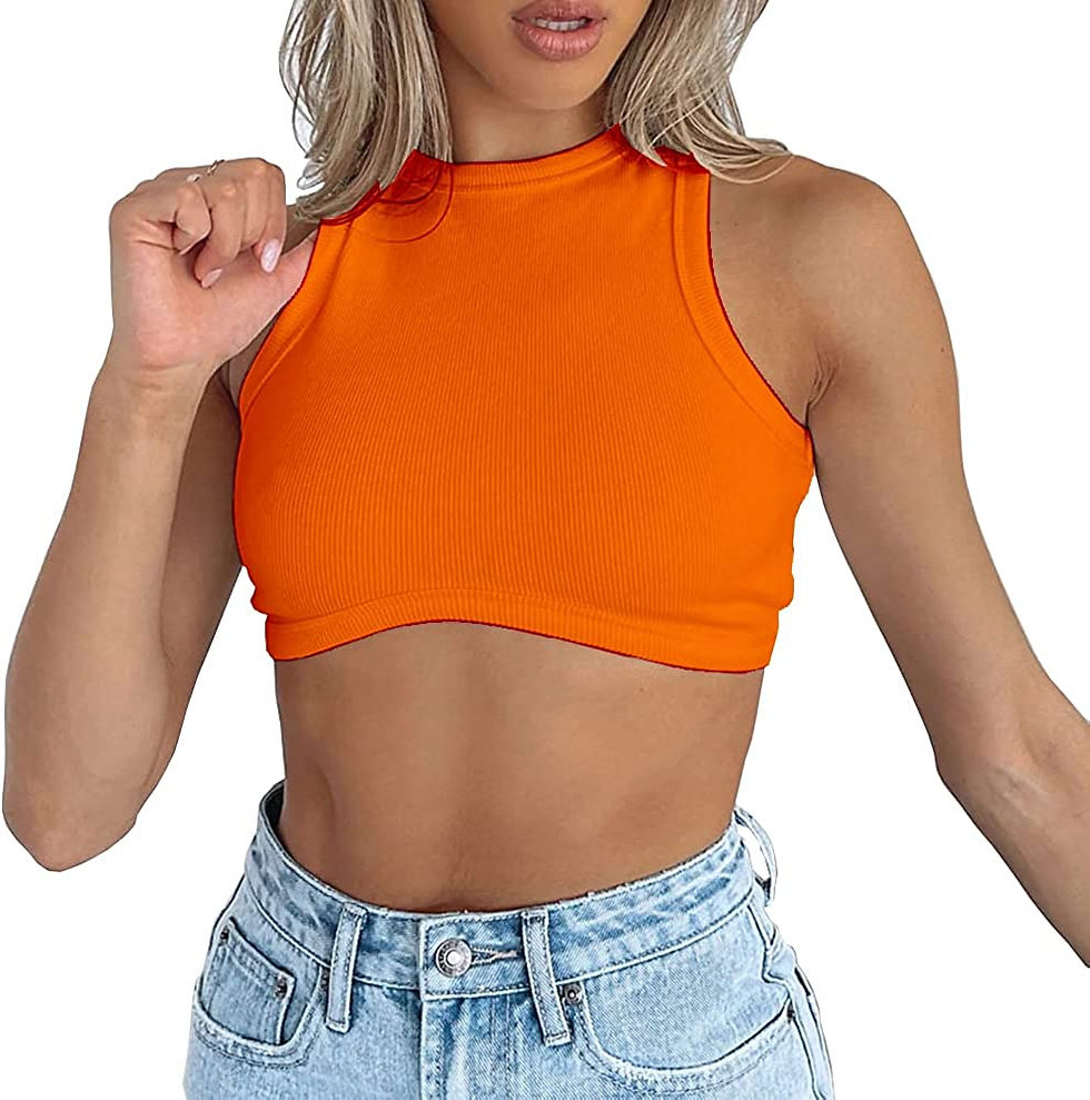 Thumbnail: Dwnval Sexy Sleeveless Crewneck Ribbed Knitted Tank Crop Tops for Women