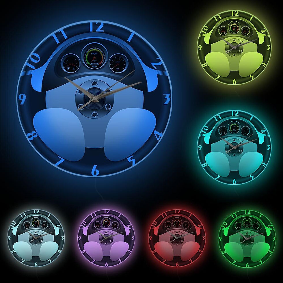 Thumbnail: Sport Car Steering Wheel and Dashboard Automobile Drive Auto Style Wall Watch