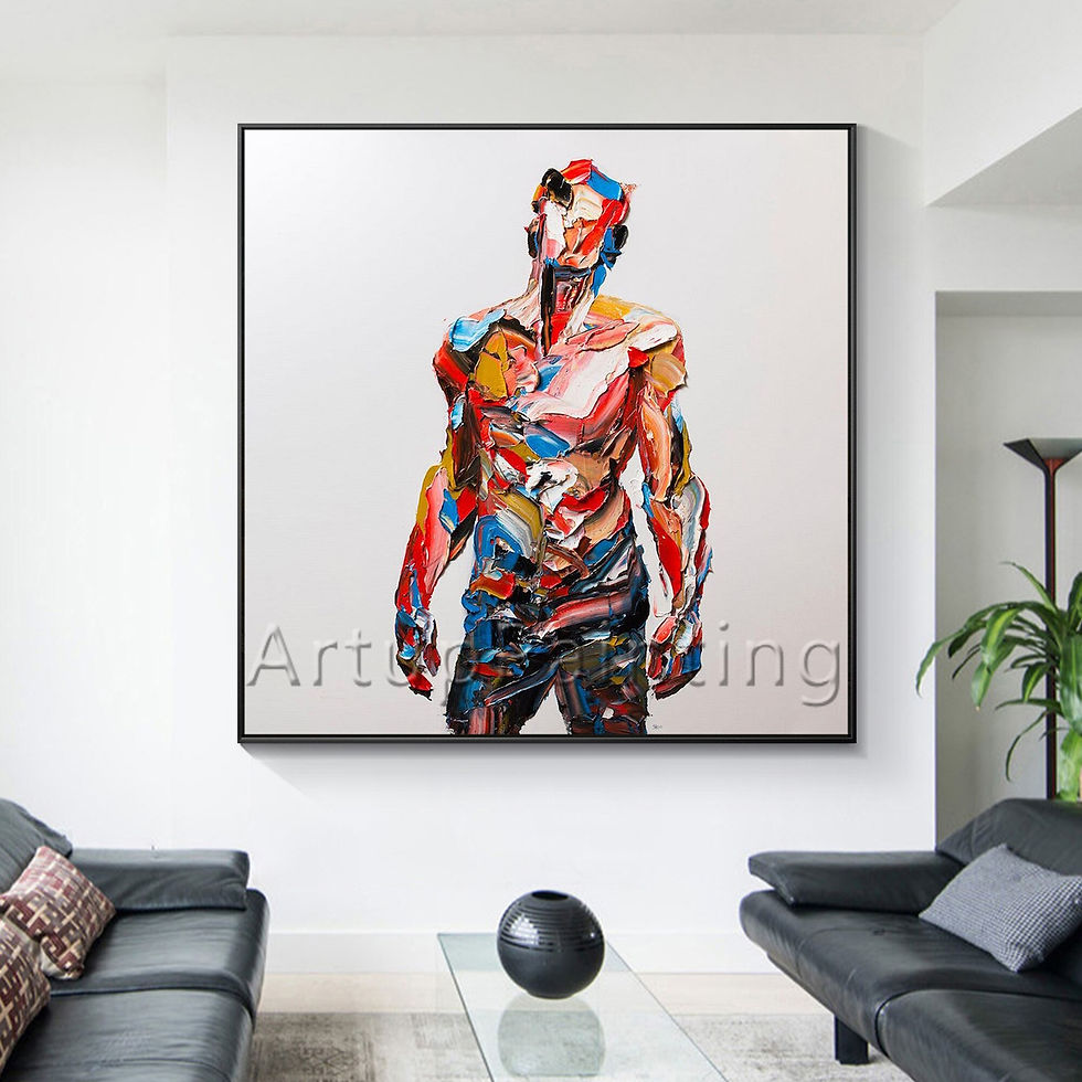 Thumbnail: Modern Abstract Palette Knife Figure Arcylic Painting Expressionist Art Heavy T