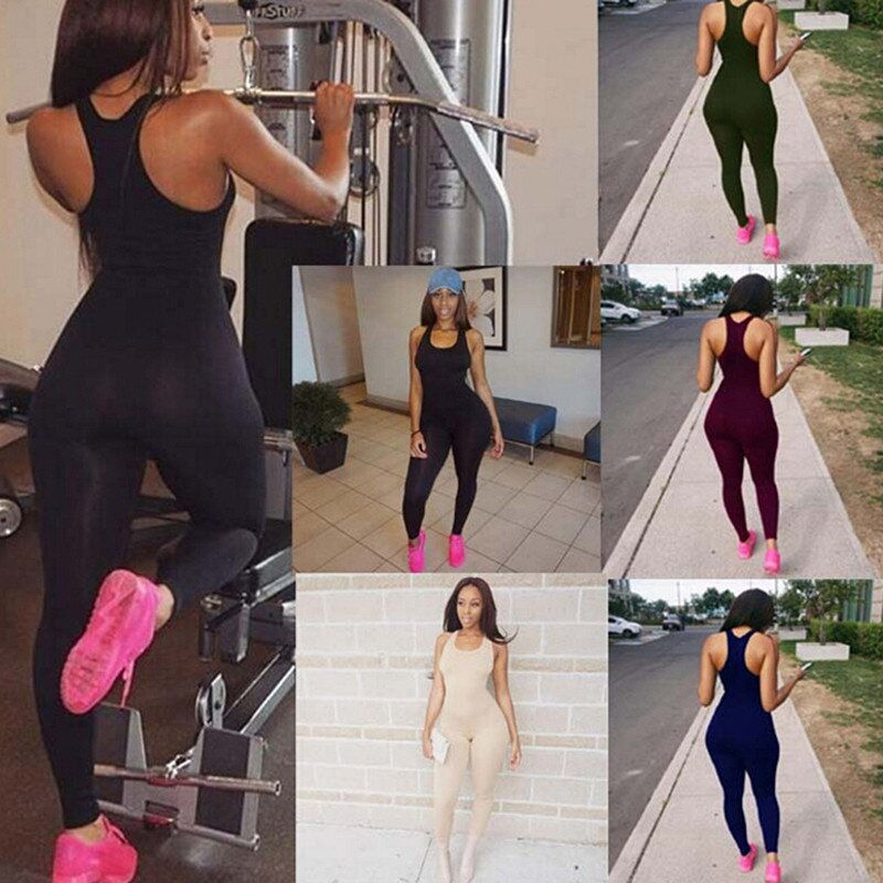 Thumbnail: Women Yoga Gym Sportswear One Piece Backless Sexy Tracksuit For Female Workout 