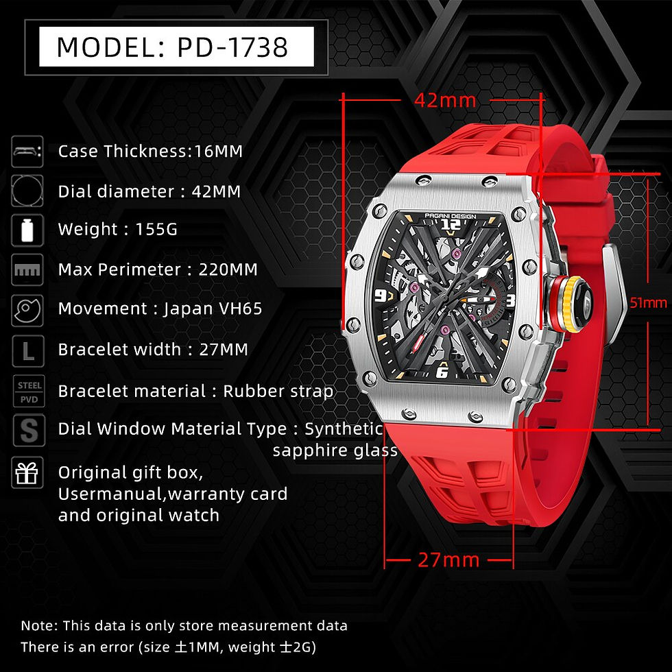 Thumbnail: 2023 PAGANI DESIGN New Skeleton Quartz Watches Sapphire Glass Tonneau Type Stai