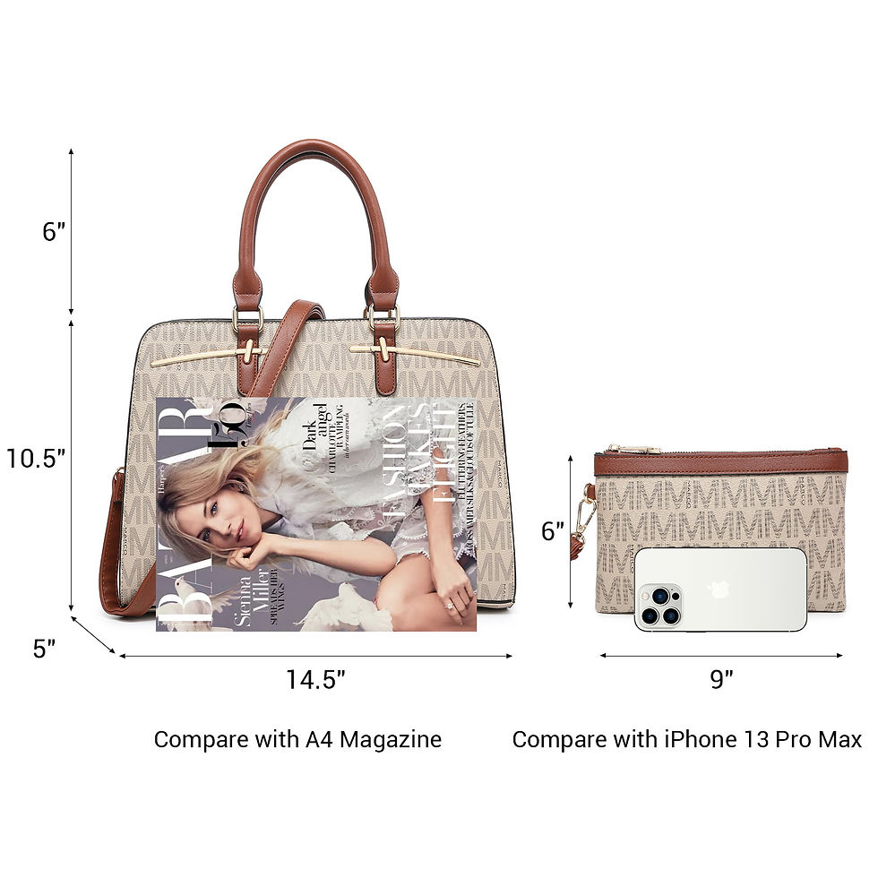 الصورة المصغرة: MKP Women Leather Tote Large Office Shoulder Handbag Vintage Work Briefcase 2pc