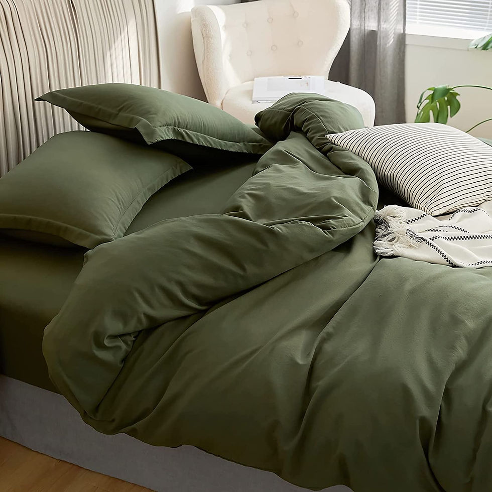 Thumbnail: VClife Army Green Duvet Cover Soft Washed Microfiber King Size, 3 Pieces Beddin