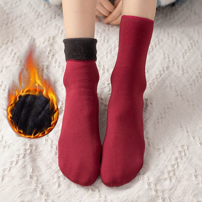Thumbnail: 5Pairs/Lot Winter Warm Solid Women Socks Thicken Thermal Socks Wool Cashmere Bl