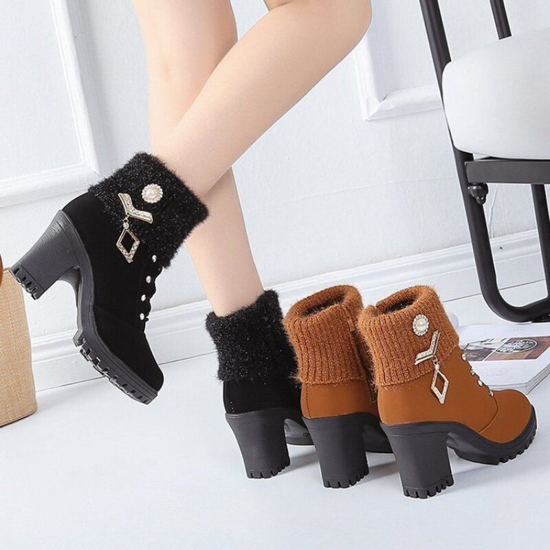Thumbnail: New Women Boots Winter Outdoor Keep Warm Fur Boots Waterproof Women's Snow Boot