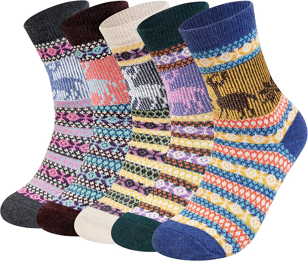 Thumbnail: Loritta Women's 5 Pairs Vintage Style Winter Knitting Warm Wool Crew Socks