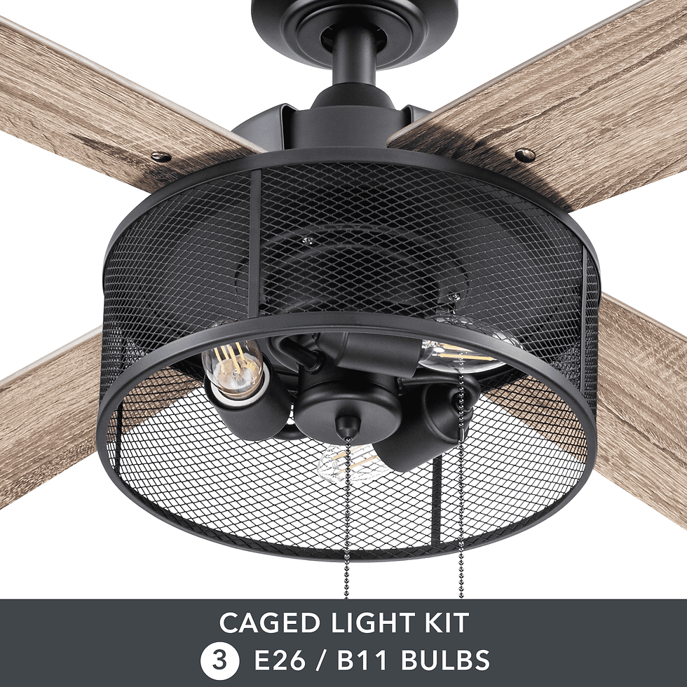 Thumbnail: Better Homes & Gardens 52" 4 Blade Matte Black Cage Ceiling Fan with Lights