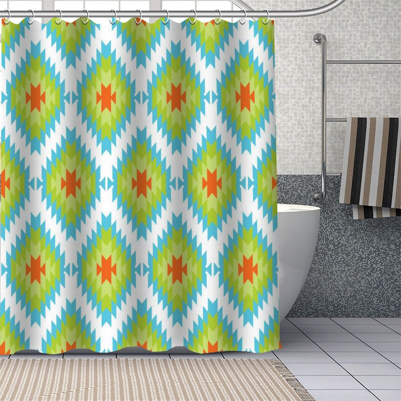 Thumbnail: African Ethnic Flower Pattern Shower Curtains Geometry Bathroom Curtain Fabric 