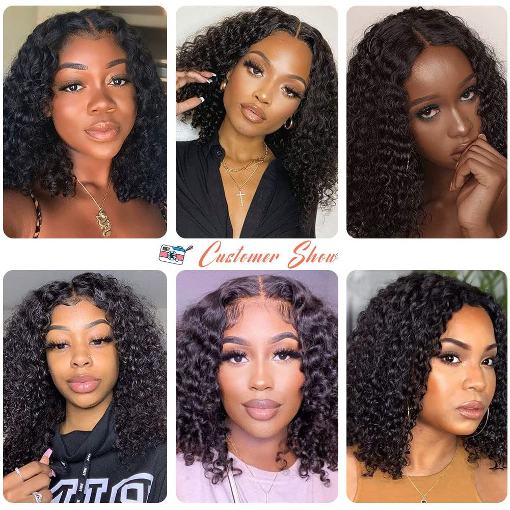 Short Bob Wigs Curly Human Hair V Part Wig Brazilian Human Hair o Leave Out No 