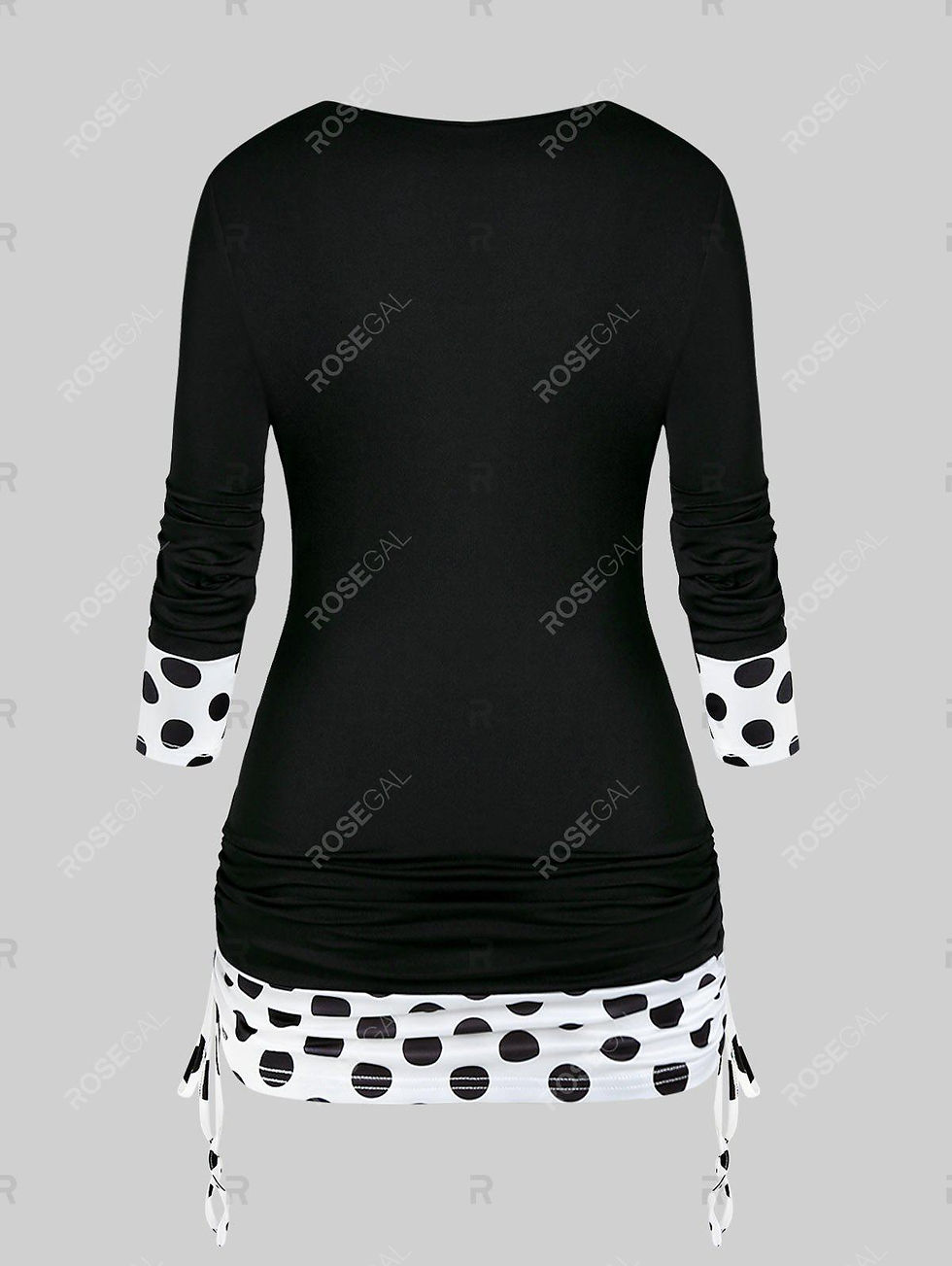 Thumbnail: Plus Size Polka Dot Ruffled Trim Cinched Tee - 1x | Us 14-16