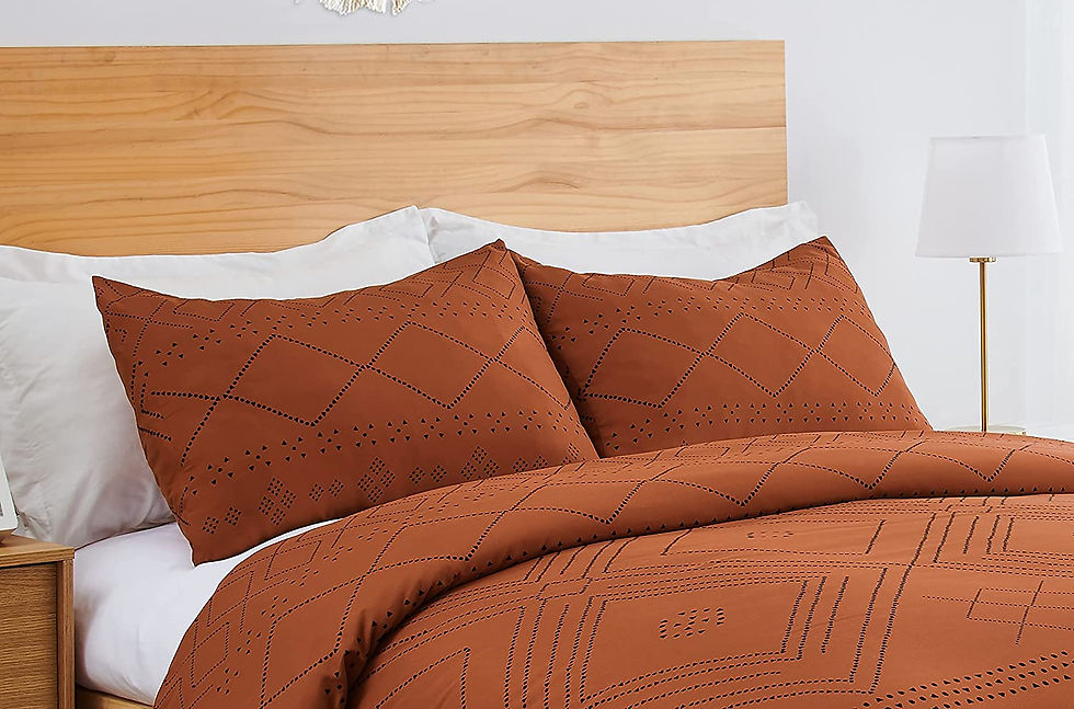 Thumbnail: Boho Bohemian Tribal Black and Orange Rustic Geometric Duvet Comforter Cover an