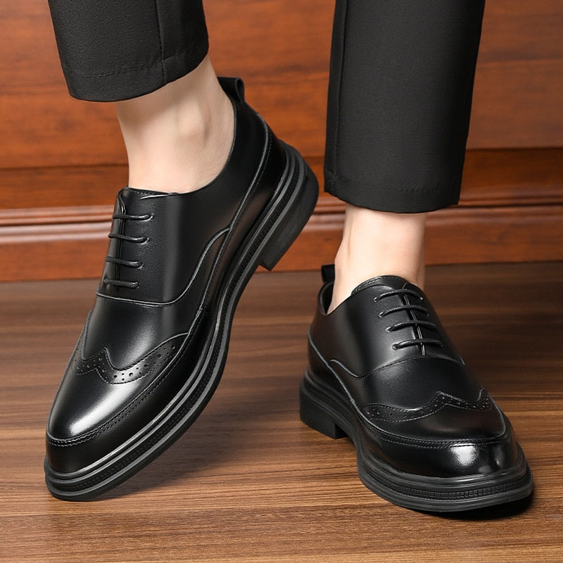 Thumbnail: Height Increasing Men Brogues Elevator Shoes Increased Mens Business Formal Sho