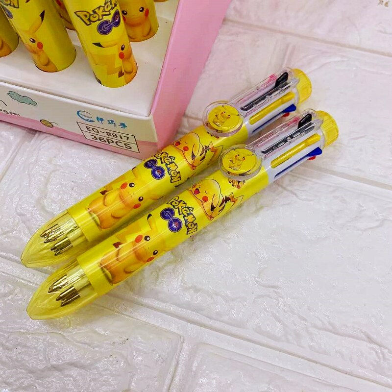 Thumbnail: Anime Around Cute Pokemon Eight-color Ballpoint Pen Cartoon Pikachu Press Hands
