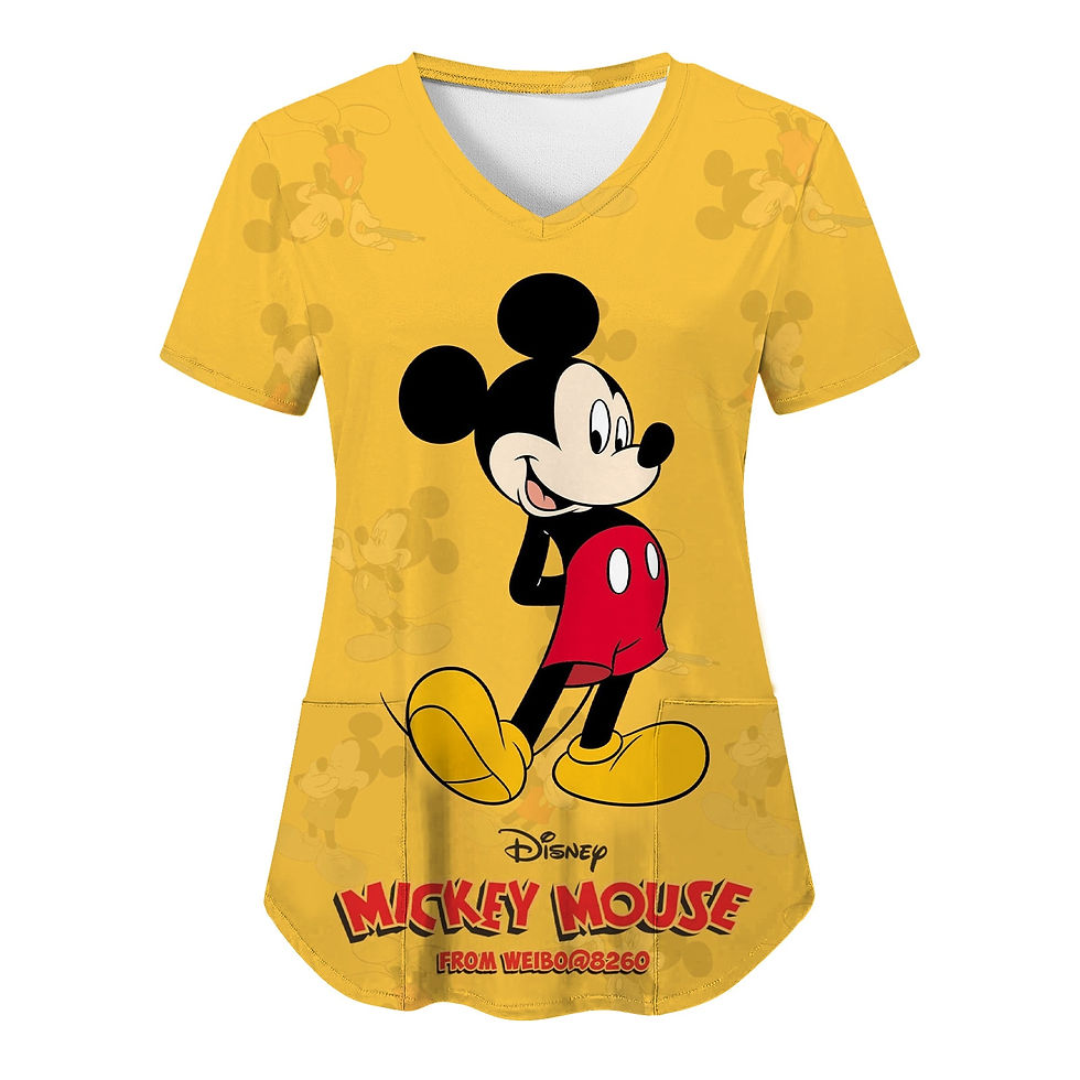 الصورة المصغرة: T Shirt V Neck T-shirts Disney T-shirt Nurse Uniform Top Women 2023 Minnie Mous