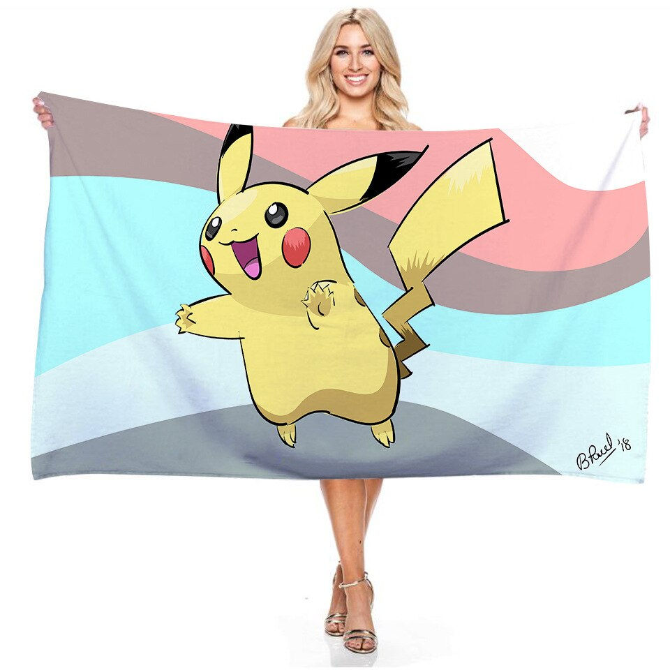 Thumbnail: Pokemon New Pikachu Raichu Children's Cartoon Bath Towel Beach Towel Couple Bat