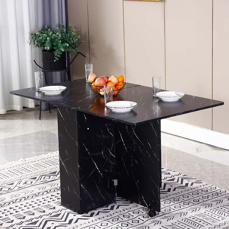 الصورة المصغرة: 3 in 1 Rolling Dining Table Set Folding Wooden Dining Table Movable Office Tabl