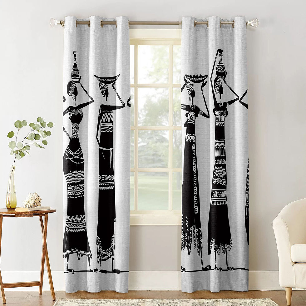 Thumbnail: African Woman Ethnic Porcelain Window Curtains for Living Room Kitchen Curtain 