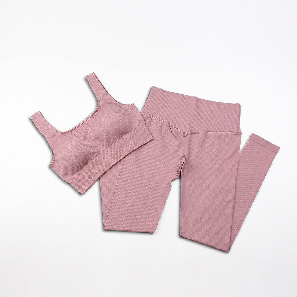 Thumbnail: 2/3/4/5Pcs Seamless Yoga Set Women's Tracksuit Striped Gym Clothing Solid Color