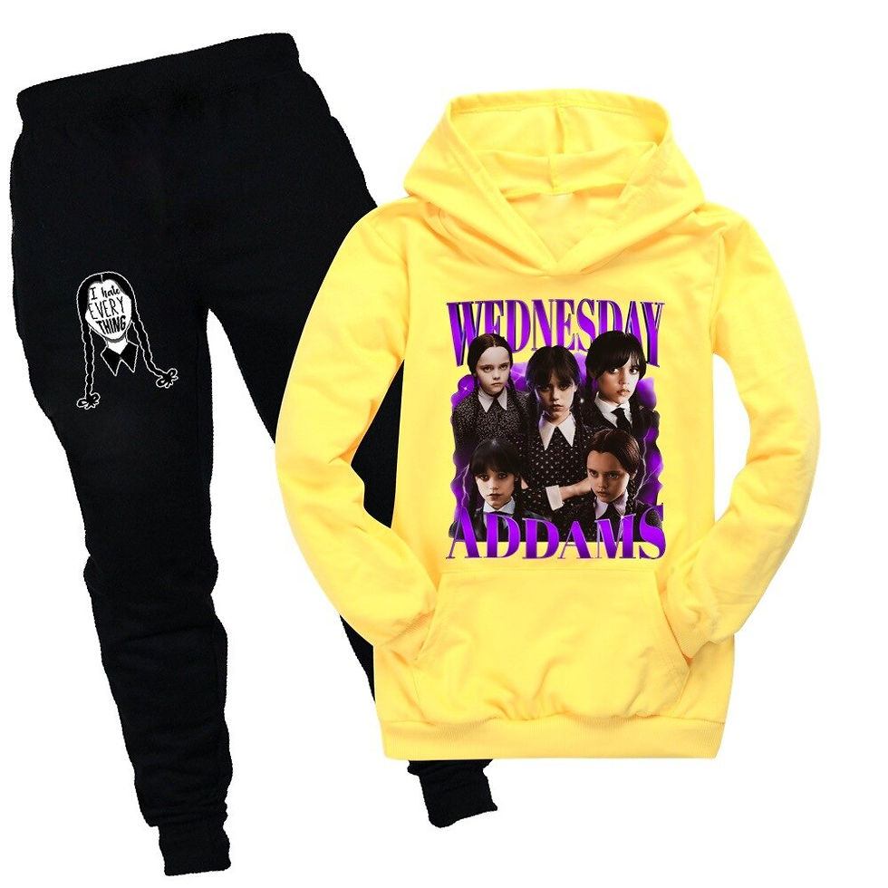 Thumbnail: New Wednesday Addams Children Hoodies Coat+Pants 2Piece Set Teens Girl Boys Spr