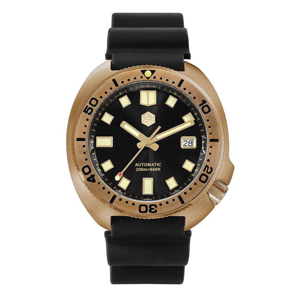 Thumbnail: San Martin 44mm Abalone V4 Turtle Solid Bronze Vintage Diver Men Mechanical Wat
