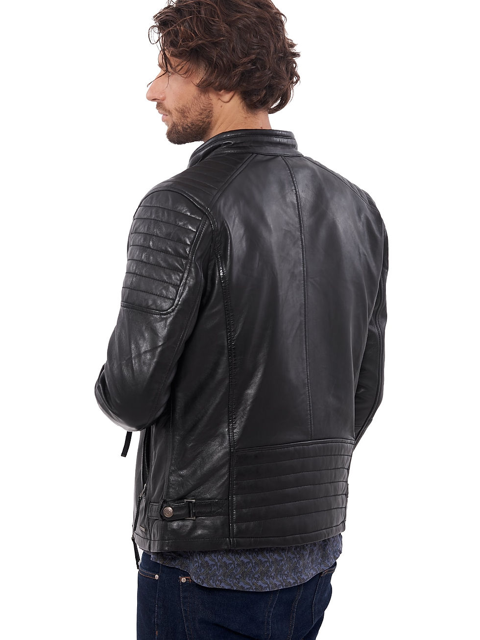 Thumbnail: European Brand Men Buffalo Leather Winter Real Leather Motorcycle Biker Jackets