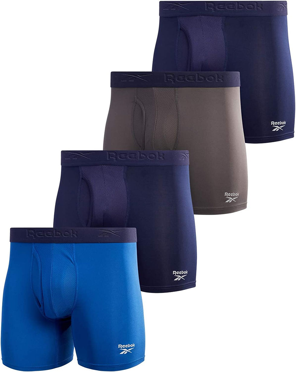 Thumbnail: Reebok Men's Underwear - Performance Boxer Briefs with Fly Pouch (4 Pack)
