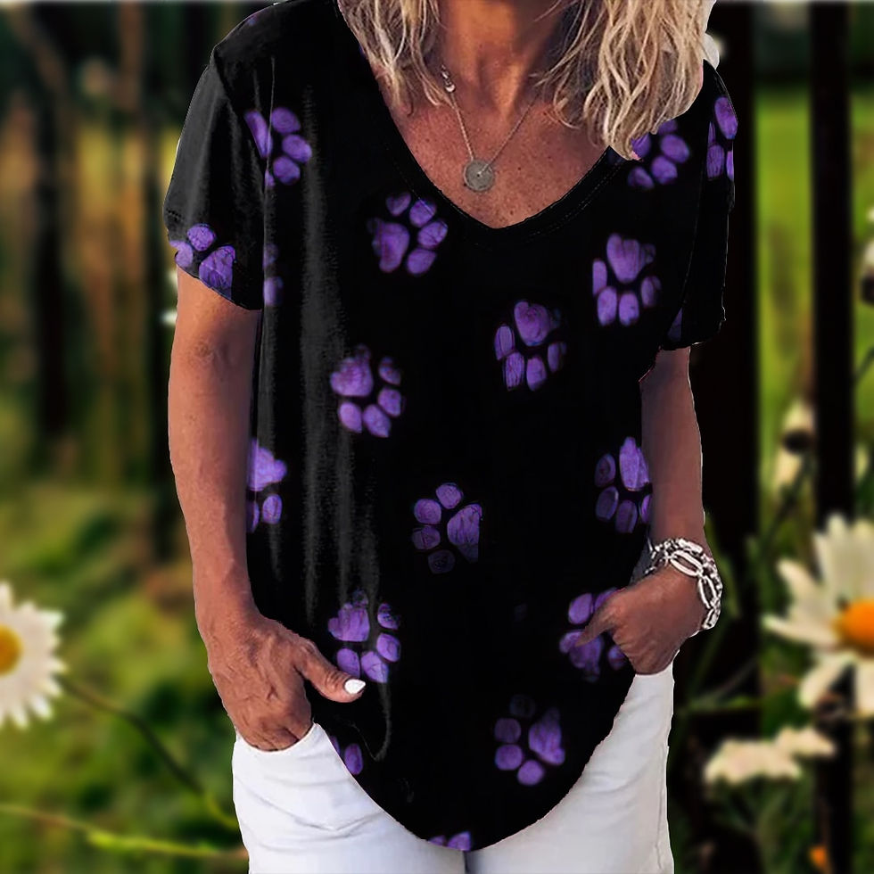 الصورة المصغرة: T Shirt For Women Print Cat Girls T-shirt Fashion Summer Short Sleeve V-neck Ca
