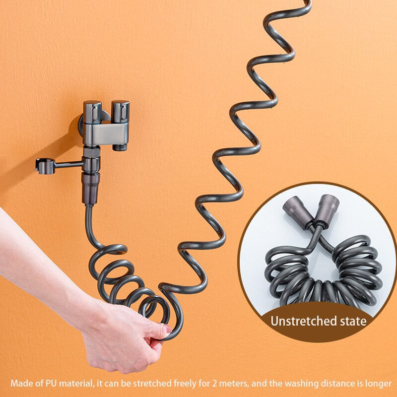 Thumbnail: Hygienic Shower for Bathroom Toilet Bidet Shower Head Double Outlet Angle Valve