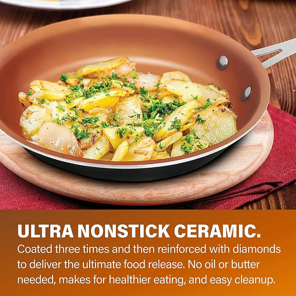 Thumbnail: Pots and Pans Set, 10 Pieces Cookware Set with Nonstick Ceramic Coating and Sto