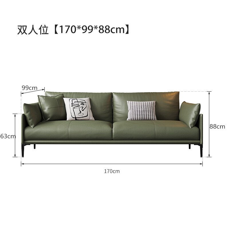 Thumbnail: Nordic Napa leather living room sofa small family light luxury modern minimalis