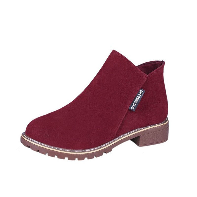 Thumbnail: NEW Women Party Boots Autumn Winter Boots Flock Classic Zipper Snow Ankle Boots