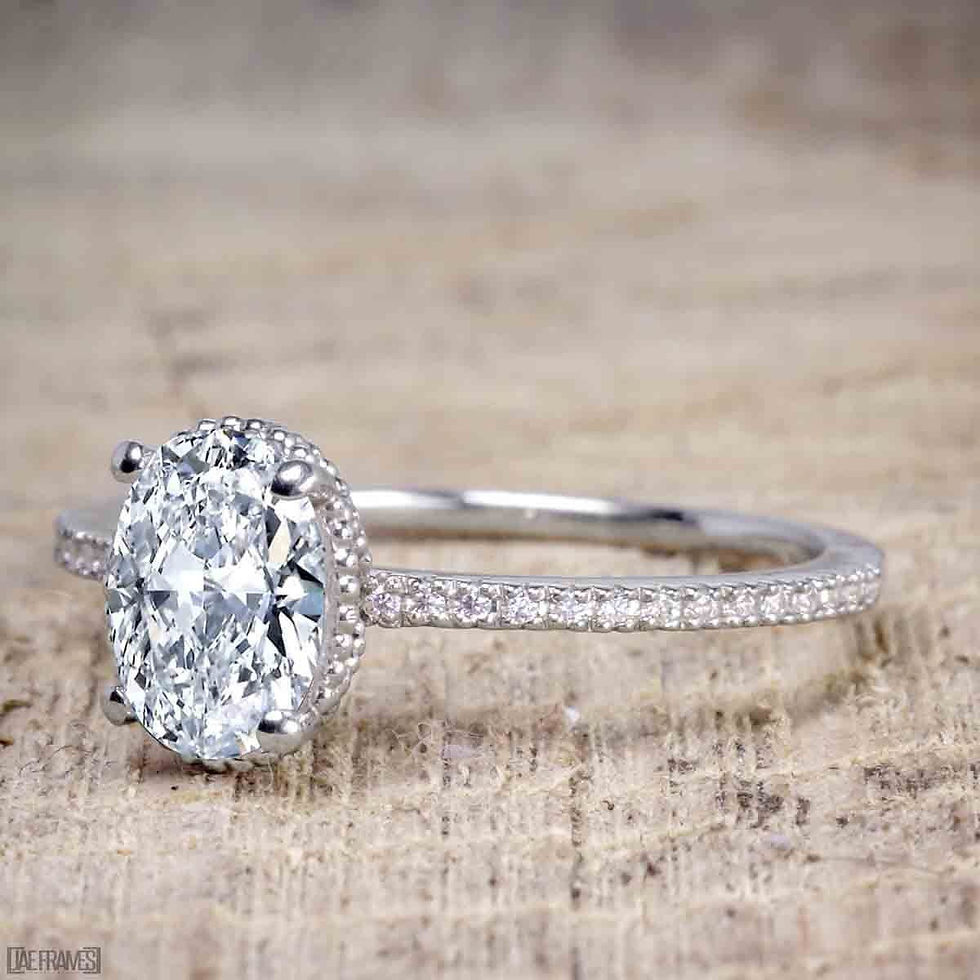 Thumbnail: 1.25 Carat Oval cut Wedding Set of Moissanite and Diamond with 18k Gold Plating