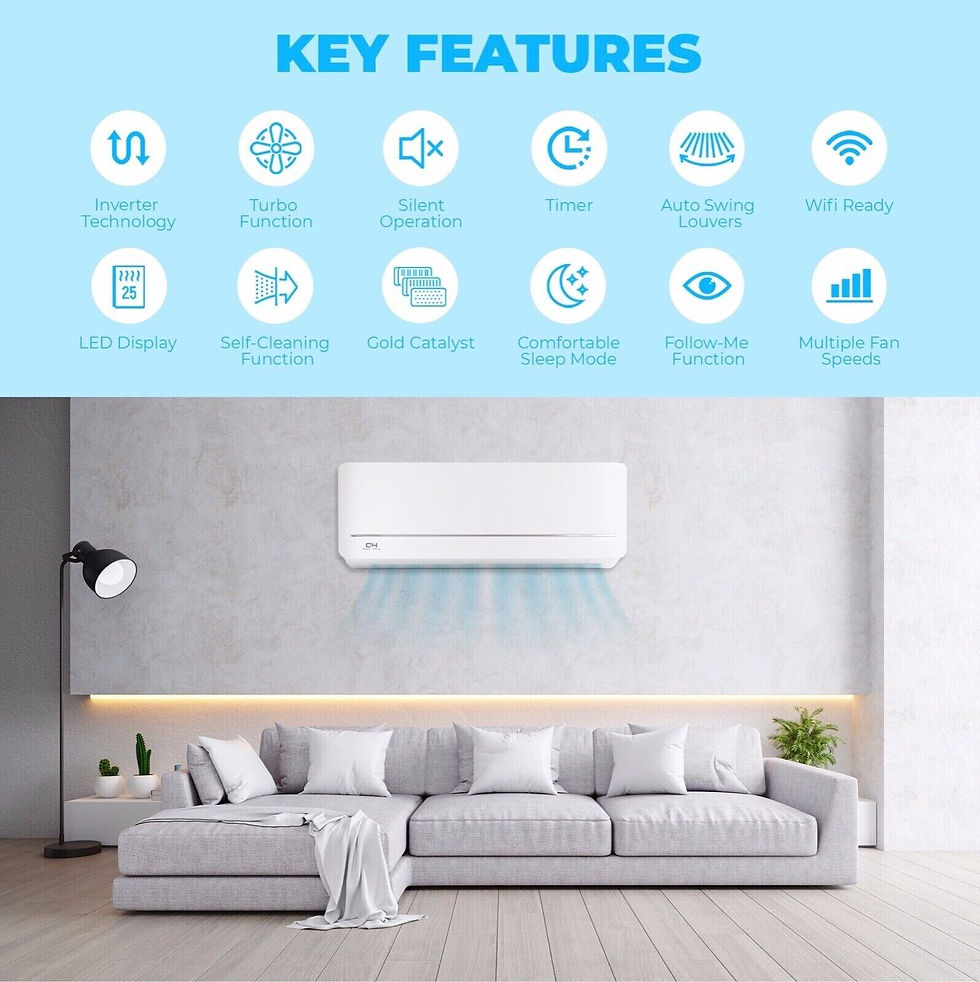 Thumbnail: 9000 BTU Ductless Mini Split Air Conditioner Heat Pump Wall Mount up to 20.5 SE