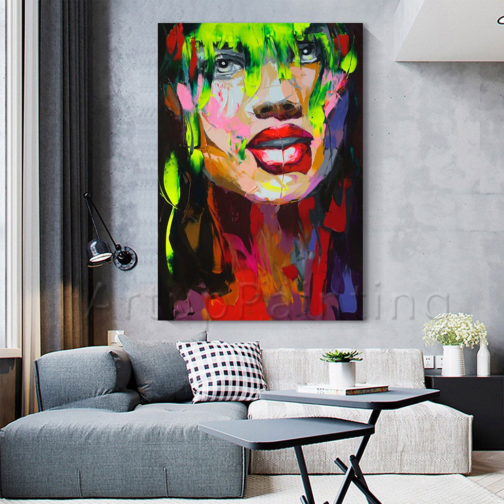Thumbnail: Hand painted Francoise Nielly portrait Face oil painting wall Art wall pictures