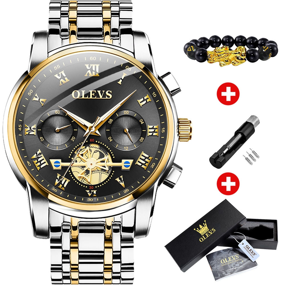 OLEVS Top Brand Men's Watches Classic Roman Scale Dial Luxury Wrist Watch for M