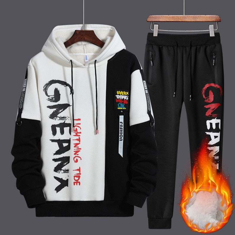 Miniatura: 2023 New Tracksuit Men Casual Long Sleeve Hooded Mens Two Piece Hoodie+Pants Se