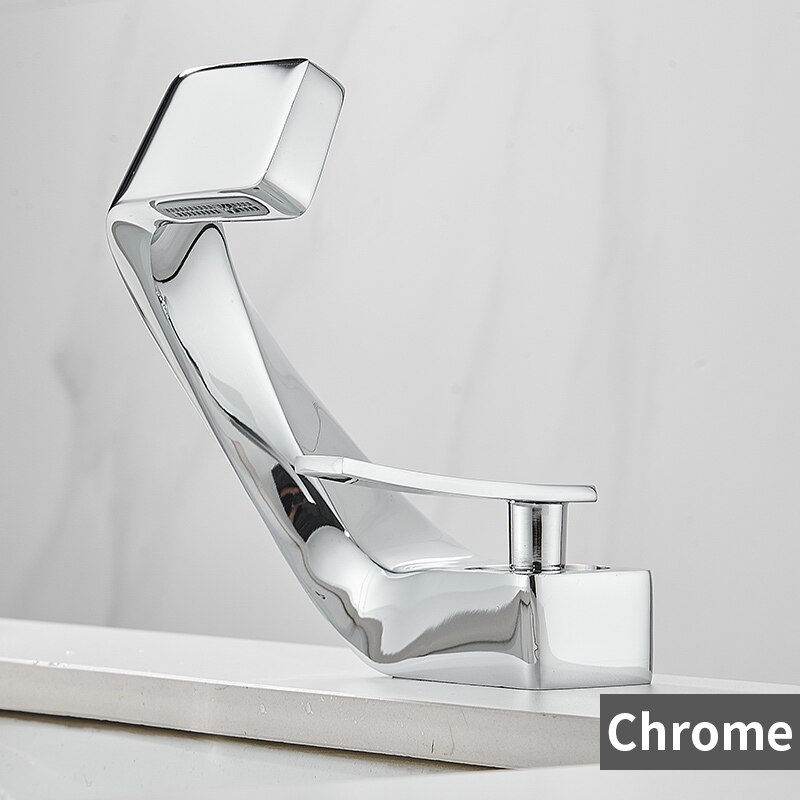 Thumbnail: Bathroom Deck Mounted Basin Faucet Black Sink Tap Single Hole Water Tap Hot and