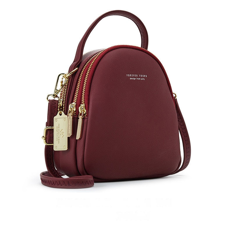 Miniature : Big Capacity 3 Layer Women Fashion Small Backpack Ladies Shoulder Crossbody Bag