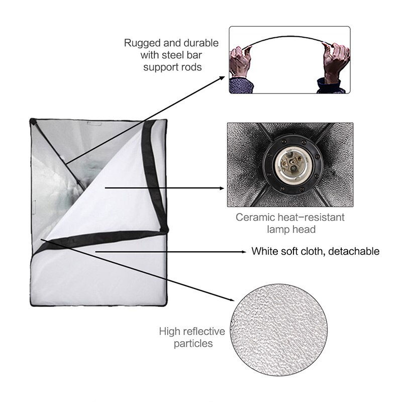 Miniaturbild: SH Photography 50x70CM Softbox Lighting Kits Professional Light Box System With