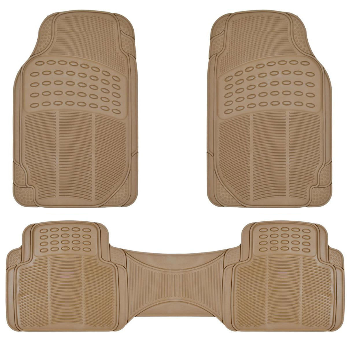 BDK All Weather Solid Rubber Trimmable Front and Rear 3-Piece Universal Car Van