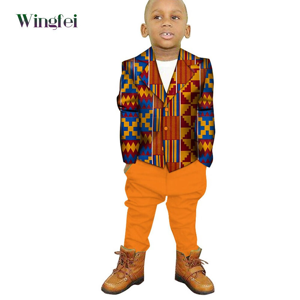 Thumbnail: African Clothes for Children 2 Pieces Set Ankara Print Blazer and Pant Dashiki 